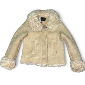 Y2K Cream Shearling J Crew Leather Jacket
